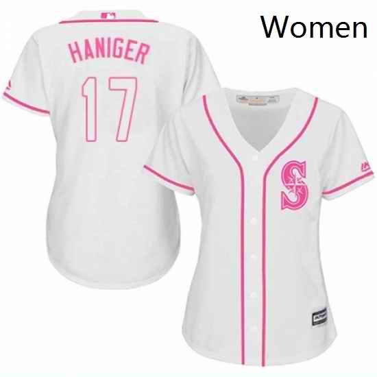 Womens Majestic Seattle Mariners 17 Mitch Haniger Authentic White Fashion Cool Base MLB Jersey